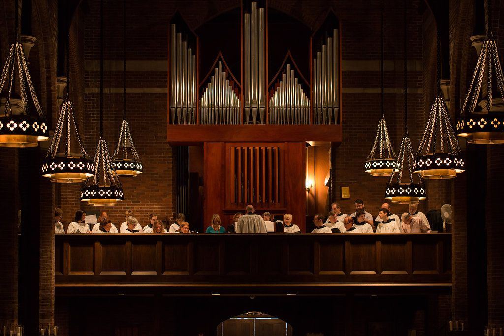 Parish of the Epiphany's Parish Choir performing in choir loft